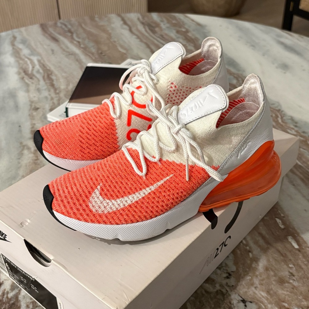Nike Air Max 270 Bright Orange and White Sneakers